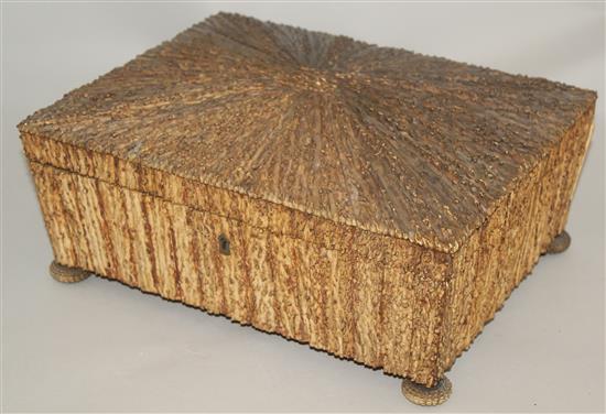 A 19th century Anglo Indian vizagapatam rectangular stag horn work box, 13in.